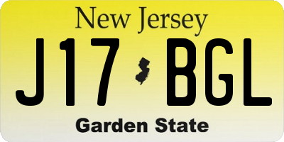 NJ license plate J17BGL