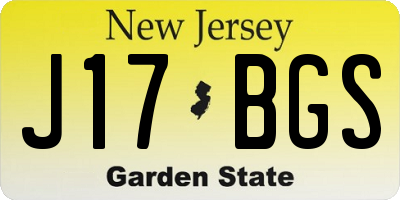 NJ license plate J17BGS