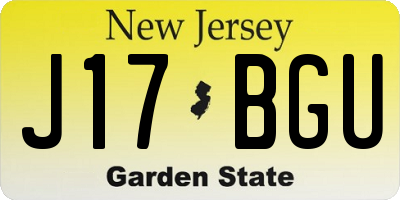 NJ license plate J17BGU