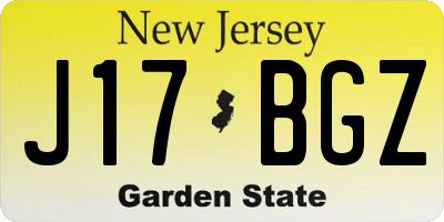 NJ license plate J17BGZ