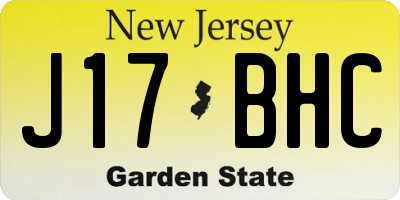NJ license plate J17BHC