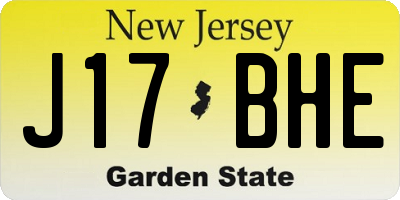 NJ license plate J17BHE