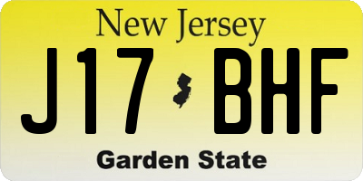 NJ license plate J17BHF