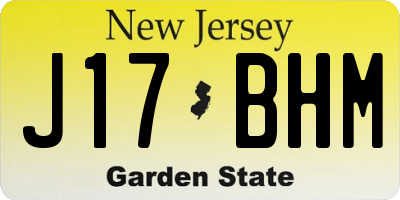 NJ license plate J17BHM