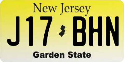 NJ license plate J17BHN