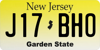 NJ license plate J17BHO