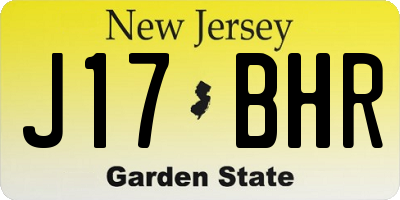 NJ license plate J17BHR
