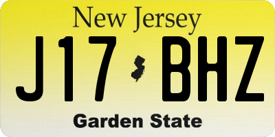 NJ license plate J17BHZ