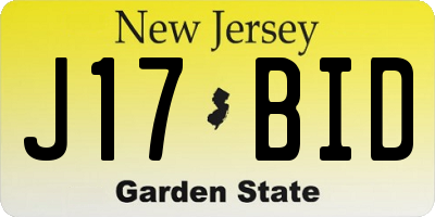 NJ license plate J17BID