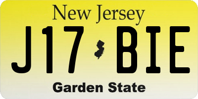 NJ license plate J17BIE