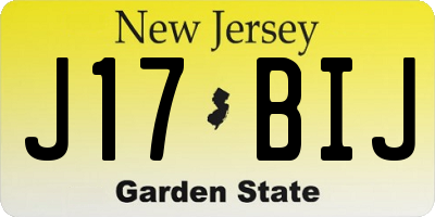 NJ license plate J17BIJ