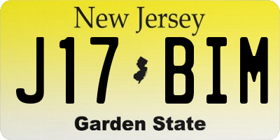 NJ license plate J17BIM