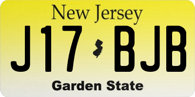NJ license plate J17BJB