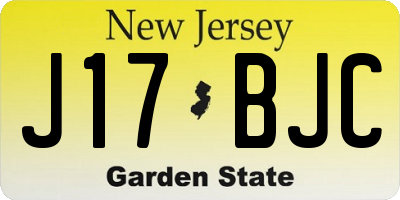 NJ license plate J17BJC