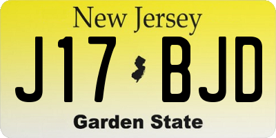 NJ license plate J17BJD