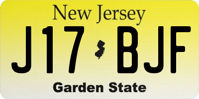 NJ license plate J17BJF