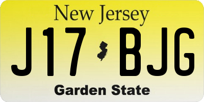 NJ license plate J17BJG