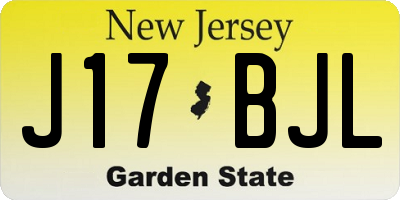 NJ license plate J17BJL