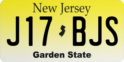 NJ license plate J17BJS