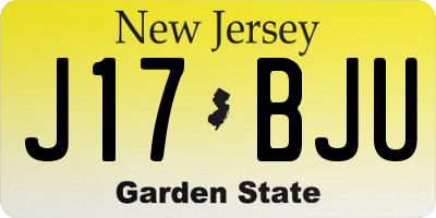 NJ license plate J17BJU