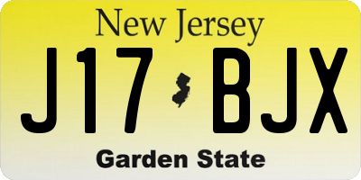 NJ license plate J17BJX