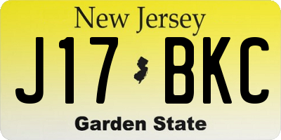 NJ license plate J17BKC