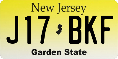 NJ license plate J17BKF