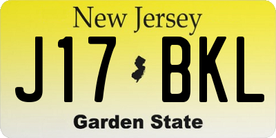 NJ license plate J17BKL