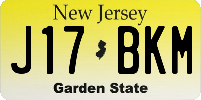 NJ license plate J17BKM