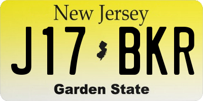 NJ license plate J17BKR