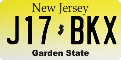 NJ license plate J17BKX