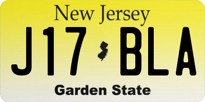 NJ license plate J17BLA