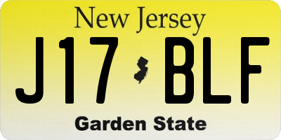 NJ license plate J17BLF