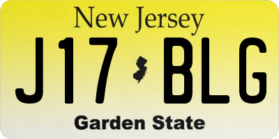 NJ license plate J17BLG
