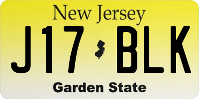 NJ license plate J17BLK