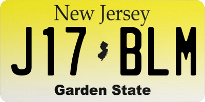 NJ license plate J17BLM