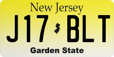 NJ license plate J17BLT