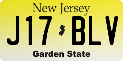 NJ license plate J17BLV