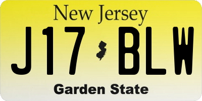 NJ license plate J17BLW