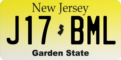 NJ license plate J17BML