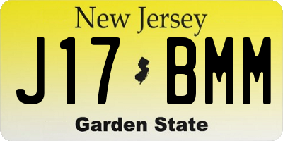 NJ license plate J17BMM