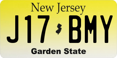 NJ license plate J17BMY