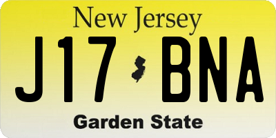 NJ license plate J17BNA