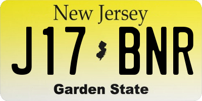 NJ license plate J17BNR