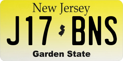 NJ license plate J17BNS