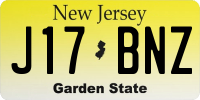 NJ license plate J17BNZ