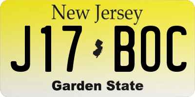 NJ license plate J17BOC