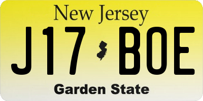 NJ license plate J17BOE