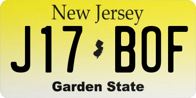 NJ license plate J17BOF