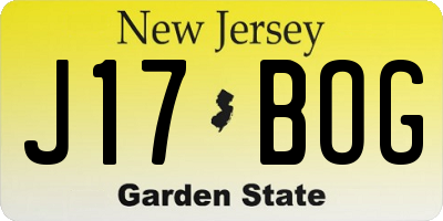 NJ license plate J17BOG
